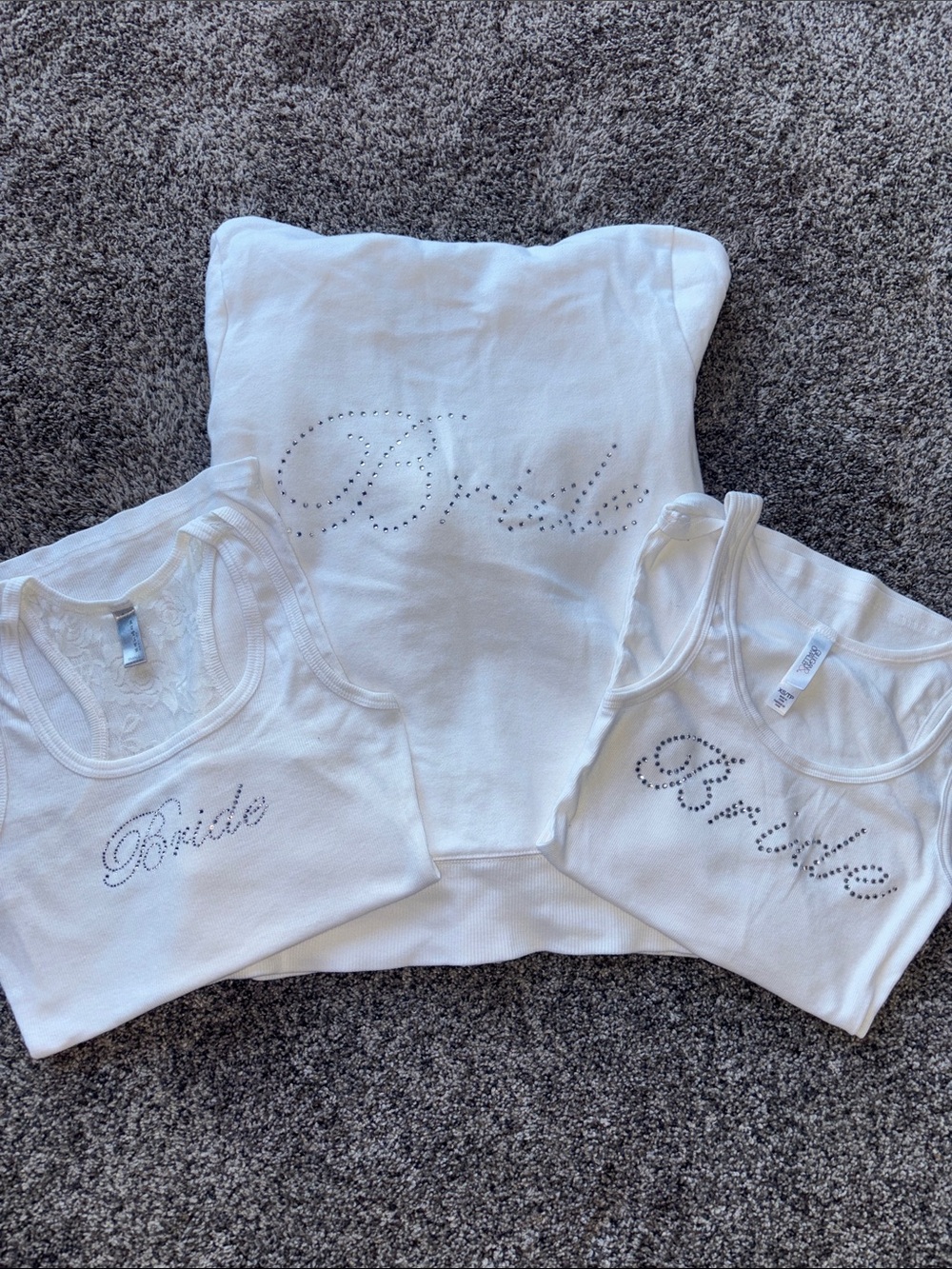 Bride Bridal Rhinestone Tank Tops Sweatshirt Lot XS Small Y2K Wedding